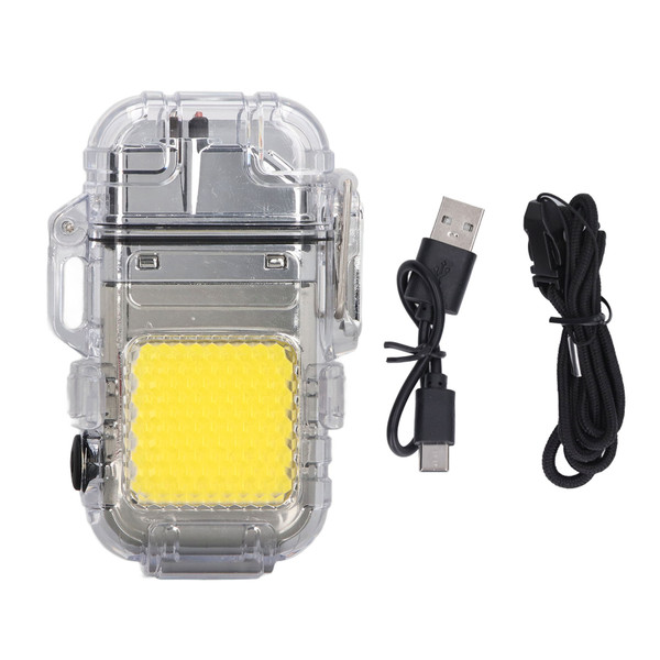 Arc Cigarette Lighter IP56 Waterproof Wind Proof LED Lighting Portable Multifunctional Dual Arc Lighter Silver