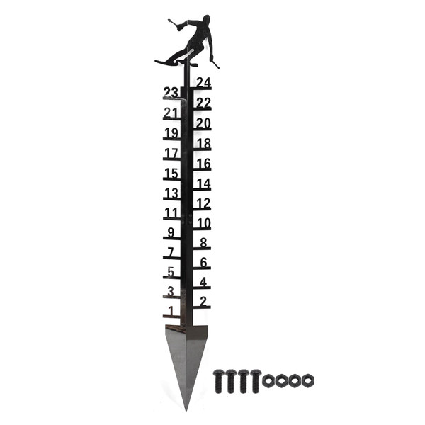 24 Inch Snow Gauge Metal Measuring Stick 90cm Height Accurate Scale Winter Snow Measurer Ruler Outdoor Christmas Decorations Black