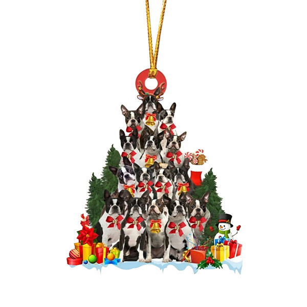 Christmas Tree Hanging Ornament Christmas Dog Wooden Hang Pendant Xmas Decoration Gift for Friends and Family