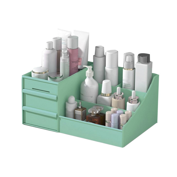 Makeup Storage Case Plastic Cosmetic Drawer Storage Box Multifunctional Storage Drawers for Bathroom Counter Green 26.5x16x12cm / 10.4x6.3x4.7in
