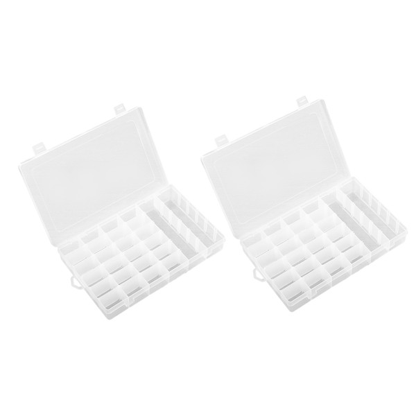 2PCS 36 Grids Jewelry Storage Box Clear ABS Compartmentalized Organizer with Removable Divider