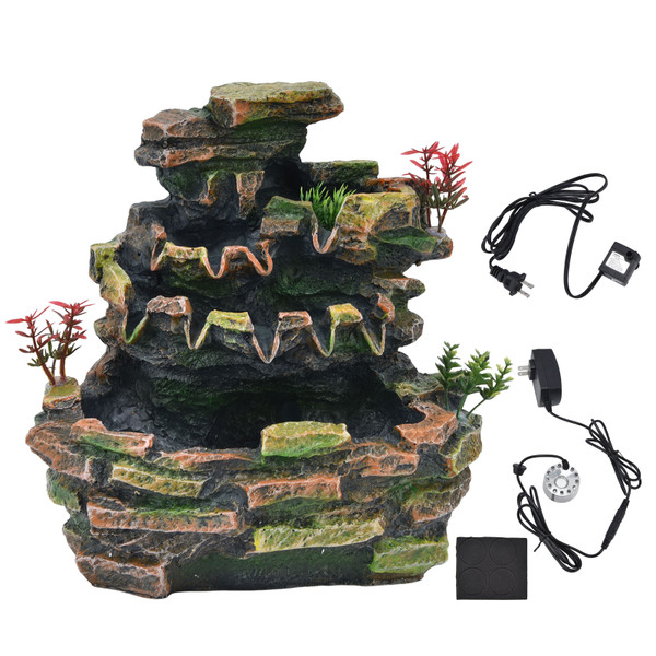Desktop Fountain Indoor Water Fall Rockery Electric Decoration with Atomizer for Home Office StudyUS Plug 110V
