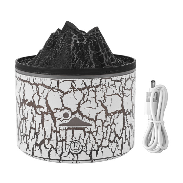 Volcano Diffuser 5V 180ml Relaxing Auto Off Warm Atmosphere Flame Humidifier for Home Bedroom Office White