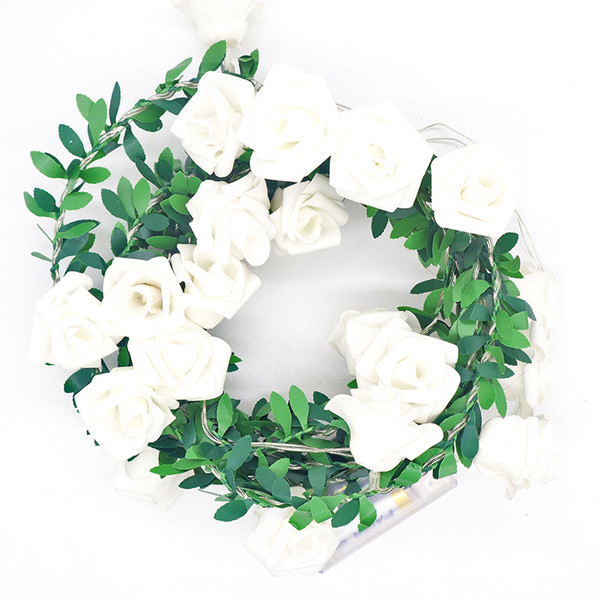 9.8ft Rose Rattan LED Light String with 20 Lights PE Flower String Lights Christmas Decoration DIY Wreath Colored 9.8ft 20 Lights