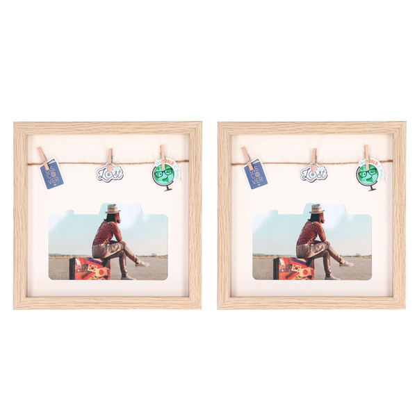 2Pcs Picture Frames Innovative Decorative Photo Display for Tabletop Wall Mount Home Decoration