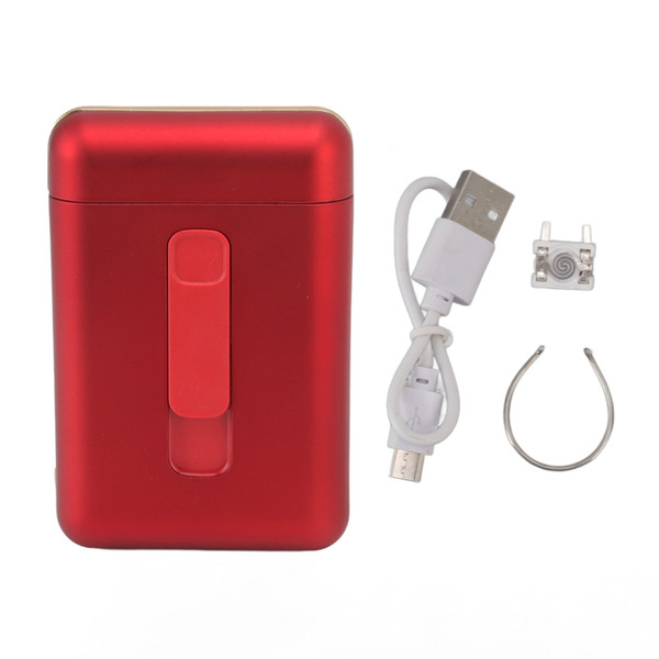 Rechargeable 20 Thick Cigarette Case Box with Lighter Portable Electric Lighter for Men Women Red