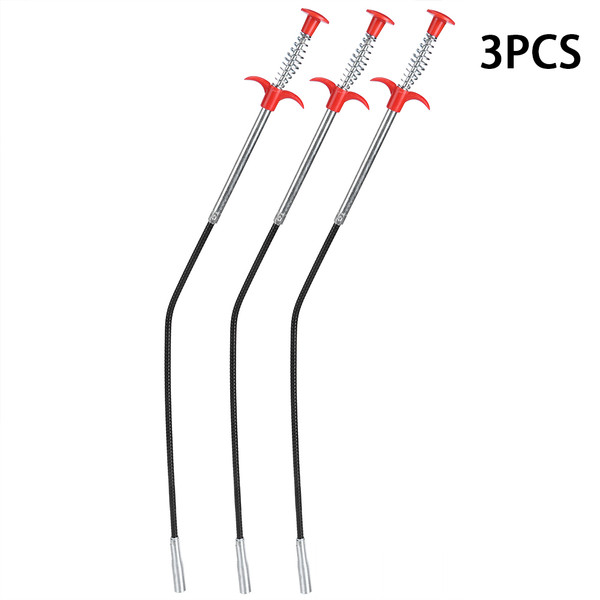 3pcs Kitchen Sewer Dredging Device Sink Cleaning Brush Hair Remove Tools
