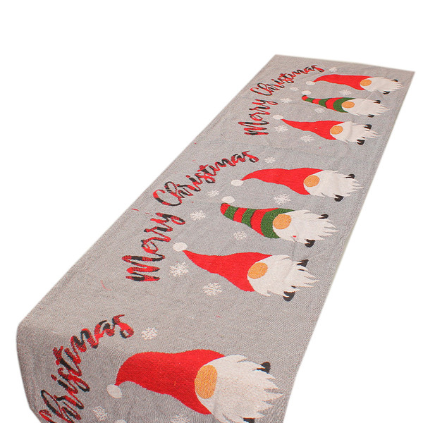 Christmas Table Runner Flag Printing Wear Dirt Resistant Xmas Christmas Table Flag for Christmas Table Cloth Decoration 3 Faceless Santas