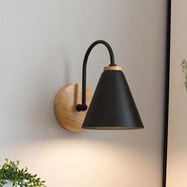 Corridor Wall Lamp Iron Lampshade Wall Mounted Curved Light for Bedroom Living Room Study Without Lamp Bulb Black