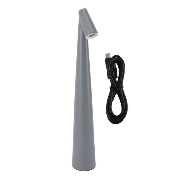 Touch Metal Table Lamp Cordless USB Rechargeable Stepless Dimming 3 Light Sources LED Desk Lamp for Restaurant Bar Indoor Outdoor Grey
