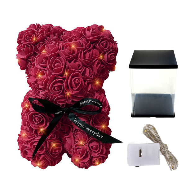 Rose Flower Bear Handmade Creative Artificial Rose Bear Romantic Valentine's Day Gifts