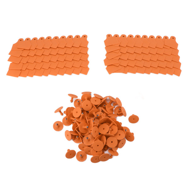 100 Set Plastic Livestock Identification Blank Ear Tag for Sheep Cattle Pigs Animal Farm SuppliesOrange