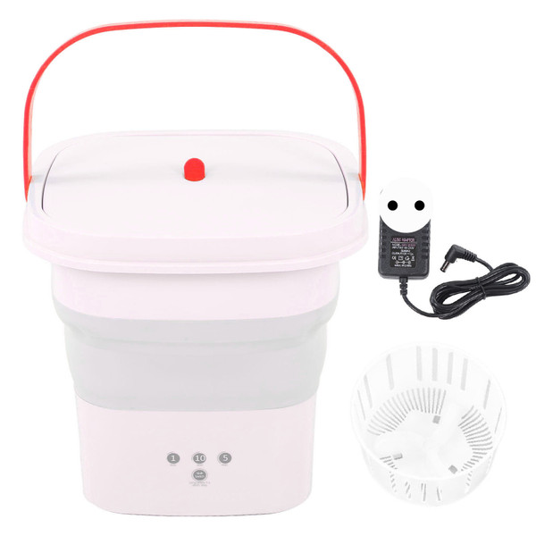 Mini Washing Machine Foldable Small Washing Machine Wash and Dry with Drain Basket for Kids Clothes Underwear Apartment Dorm Camping 100‑240V Pink EU Plug