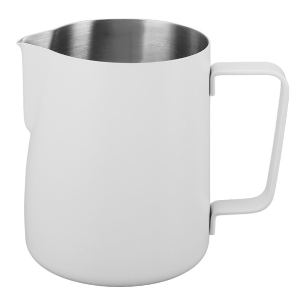 Milk Frothing Pitcher Steaming Pitcher Stainless Steel Comfort Grip Inner Marking Japanese Frother Cup Jug for Coffee Latte Art Milk White 350ML