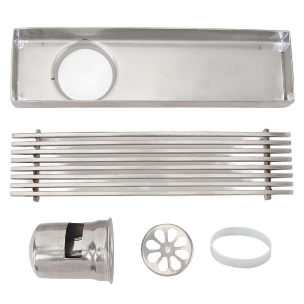 Linear Shower Drain with Grate 20cm Length 5.5cm Width Stainless Steel Rectangle Shower Floor Drain for 2.0in Pipe Bad Smell Prevention Side Drain