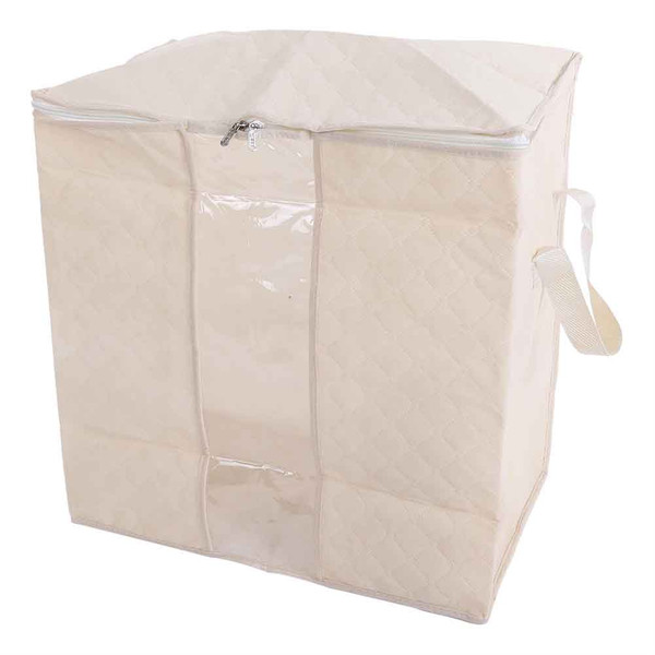 Folding Dust Proof Under Bed Quilt Blanket Clothes Toy Organizer Storage Bag Case Box(Beige)