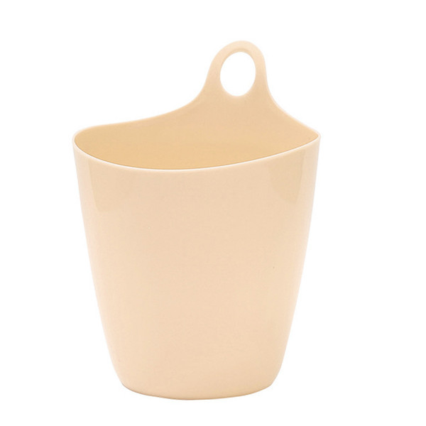 Hanging Trash Can Mini Multifunctional Space Saving Plastic Hanging Storage Bucket for Desktop Dormitories Beige