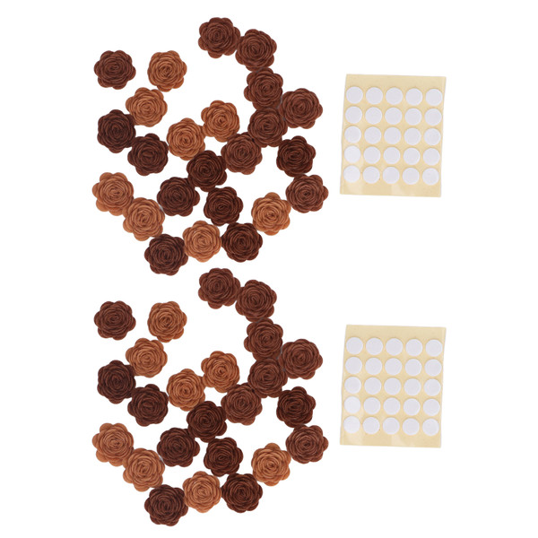 48pcs Wedding Decoration Rose Flower Artificial Rose Flowers with Double Sided Tape for Garland Making Hair AccessoriesBrown Gradient