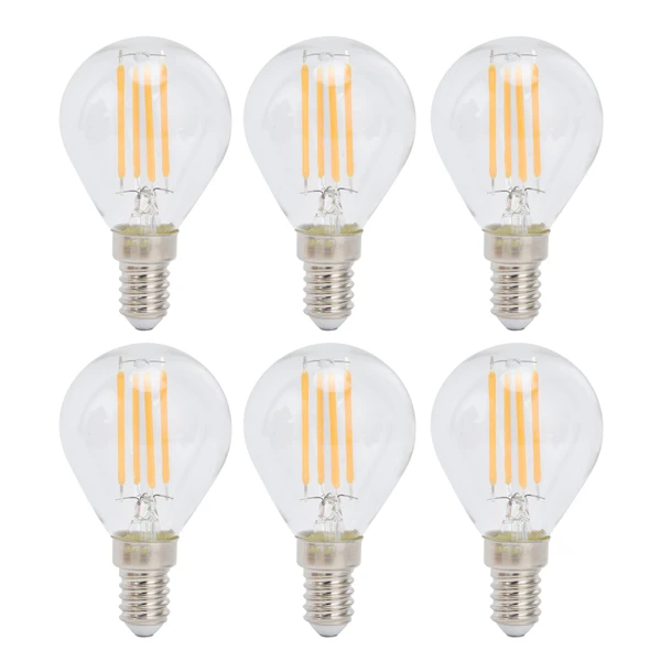 6PCS E12 LED Globe Bulbs 4W G45 Vintage Filament Lamp Clear Glass Bulb Warm Light Home Decor 110V