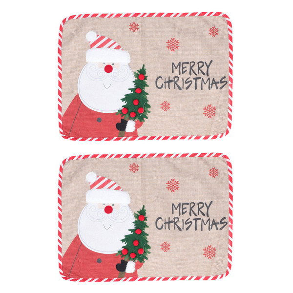 2Pcs Christmas Placemats Heat Insulation Nonslip Durable Reusable No Fading Dining Room Placemats for Home Hotel