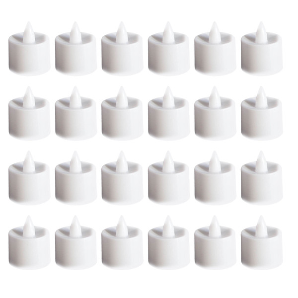 24pcs Flameless Tea Lights Candles Warm White Light Battery Operated LED Candles for Room Wedding Decor White