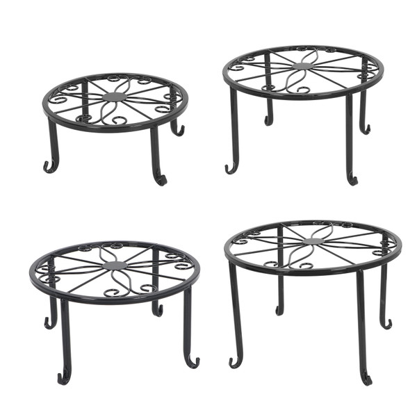 4Pcs Metal Plant Pot Stands Durable Stable Heavy Duty Iron Flower Pot Stands Display Rack for Indoor Outdoor Plants