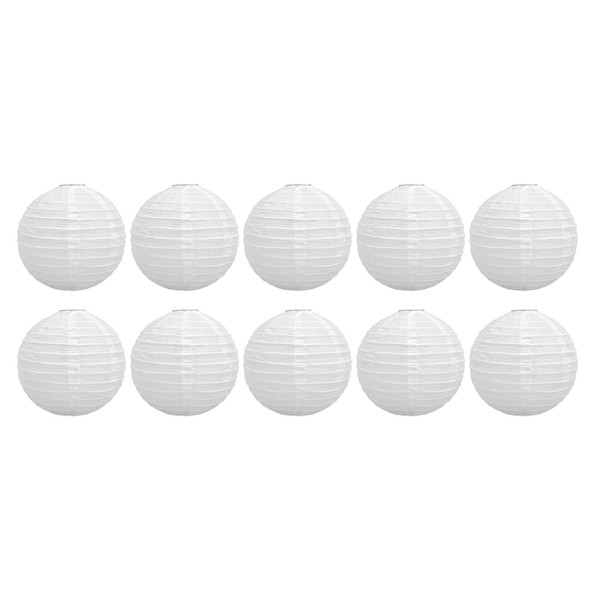 10 Pcs Paper Lanterns 8 Inch Pure White Hand Painted Round Paper Lanterns Birthday Halloween Family Party Decoration