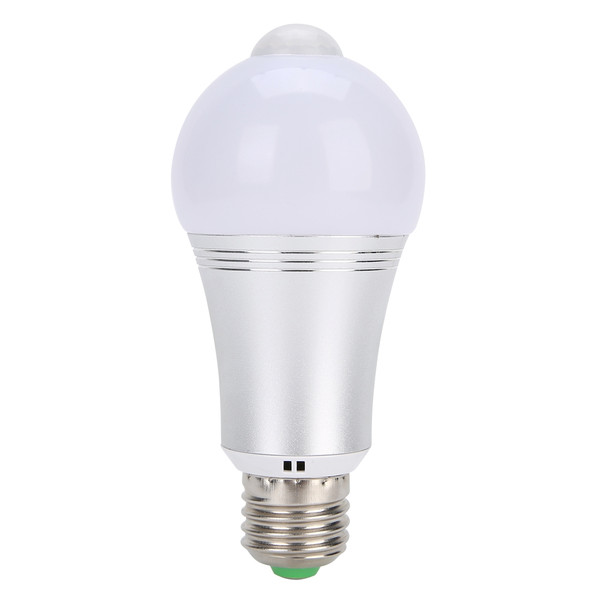 E27 7W Human Body Induction Bulb Light LED Motion Sensor Light for Home Stair Use AC85-265VWhite