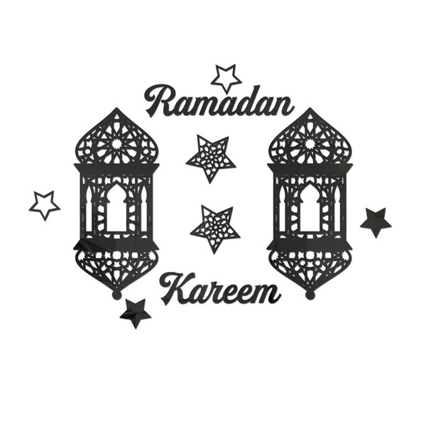 Eid Mubarak Acrylic Mirror Wall Stickers Self Adhesive Wall Decals Ramadan Festival Decoration