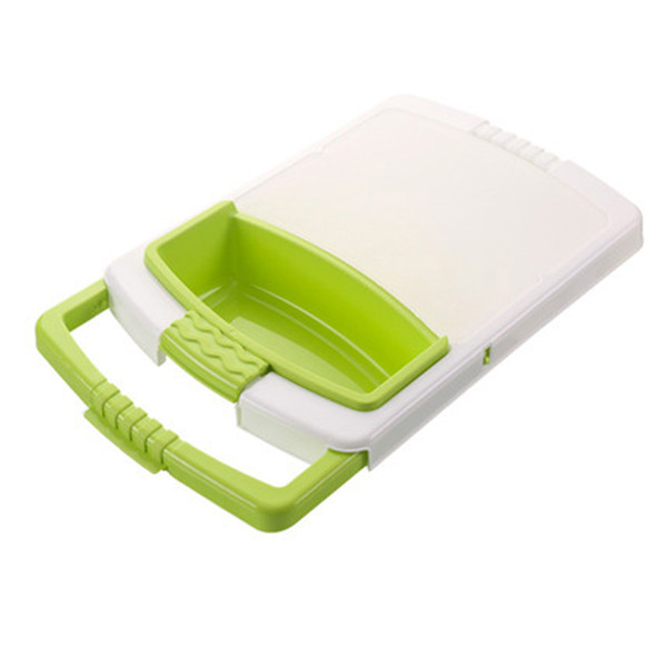 Chopping Block Plastic Multifunctional Storage Draining Basket Cutting Board for Kitchen Green