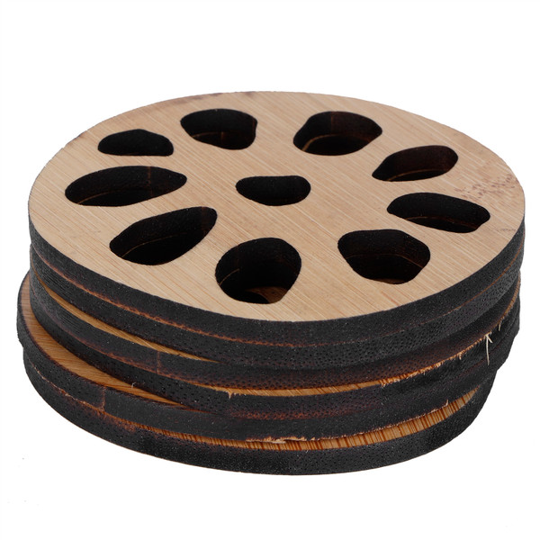 6Pcs/Set Teacup Mat Bamboo Coaster Heat Insulated Cup Pad Drinkware Tabletop AccessoryLotus Root Type