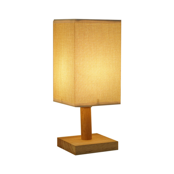 Bedside Table Lamp Eye Protection USB Powered Fabric Lampshade Modern Minimalist Nightstand Light for Bedroom Study Fixed Brightness Beige Yellow