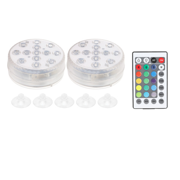 2Pcs Swimming Pool Lamp IP68 16 Colors RGB Magnet Underwater Light for Fish Tank Fountain Pond