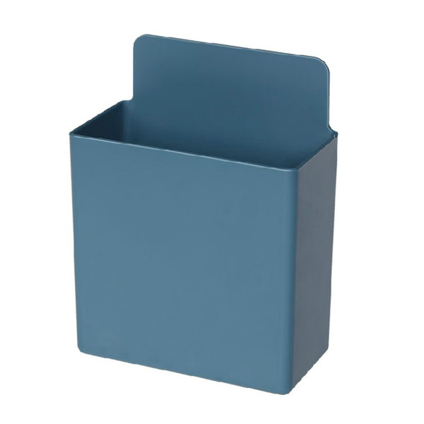 Wall Mounted Storage Container Multifunctional Space Saving ABS Waterproof Punch Free Wall Mounted Cosmetic Storage Box for Bathroom Kitchen Dark Blue