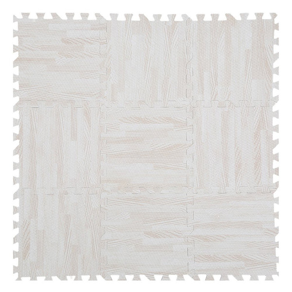 Eva Wood Grain Cushioned Floor Mat Interlocking Foam Puzzle, 9 Pcs 30X30cm Anti Fatigue Extra