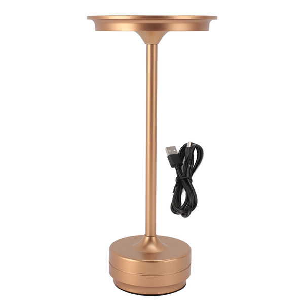 LED Cordless Table Lamp Aluminum Iron 3 Light Source Touch Control Stepless Dimmable Rechargeable Nightstand Lamp for Bedroom Office Bar Rose Gold