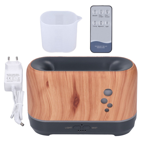200ML Aromatherapy Diffuser Hollow Flame with Ambience Light Remote Control Mist Humidifier for Home Bedroom 100‑240V EU Plug