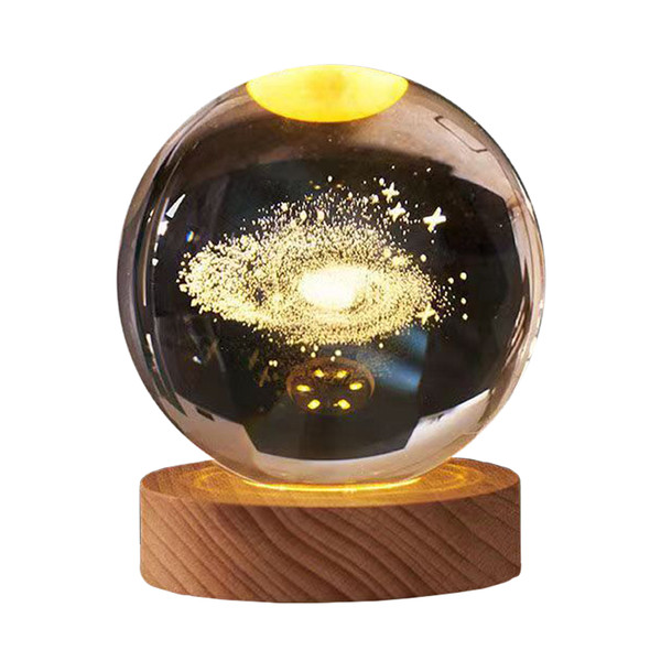 Moon Lamp Galaxy Lamp 3 inch 7 Color Changing Clear Crystal LED Moon Light USB Charging Saturn Galaxy Moon Night Light Gifts for Girls Boys Kids Women Birthday Bedroom Decor