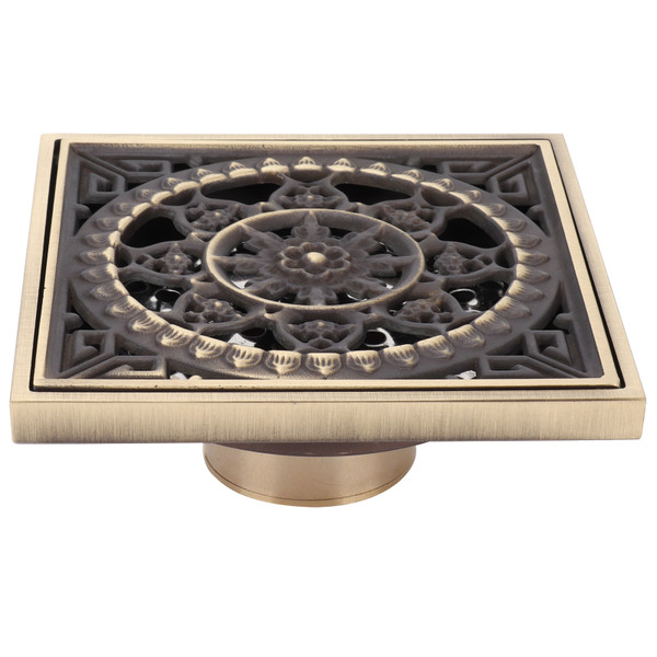 Floor Drain European Style Antique Bathroom Copper Drain Set for Kitchen Toilet Hotel 10x10cm