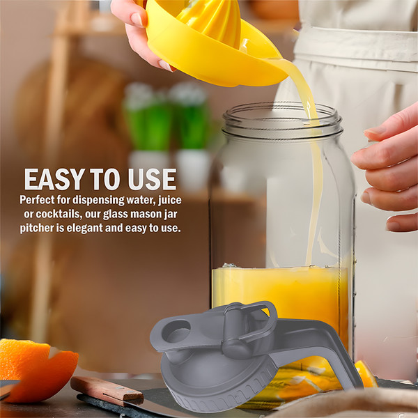 Glass Mason Jar Pitcher with Lid Wide Mouth Large Capacity Leakproof Glass Jug with Filter Lid Cold Brew Pitcher for Water Milk Tea Iced Coffee and Drinks