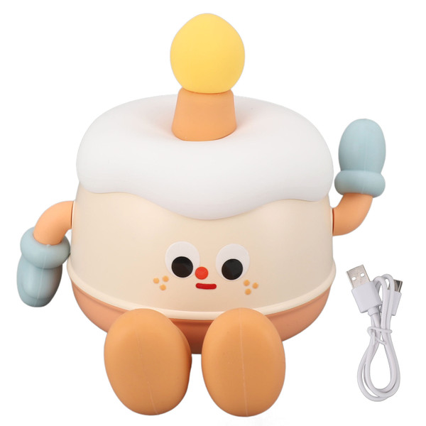Birthday Cake Night Light 3 Level Dimming Silicone Nursery Night Light USB Rechargeable Baby Bedside Lamp Timer Phone Holder Warm Light