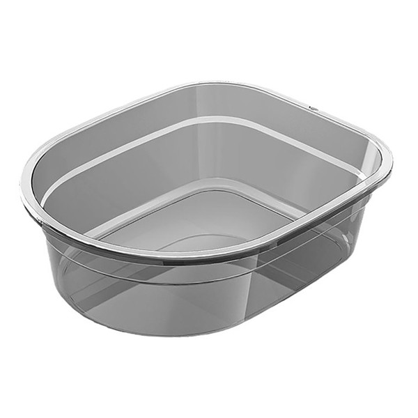 Portable Washing Basin Rectangular Washtub Deep Water Basin Thickened Plastic Foot Soaking Tub for Home Dormitory Transparent Gray (With Hook) 22L