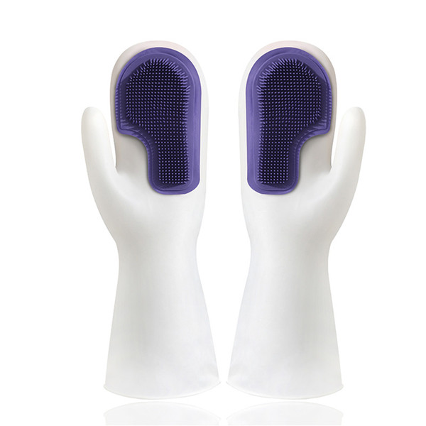 Cleaning Brush Dishwashing Gloves PVC Thickened for Kitchen Housework Tools SuppliesDouble Blue