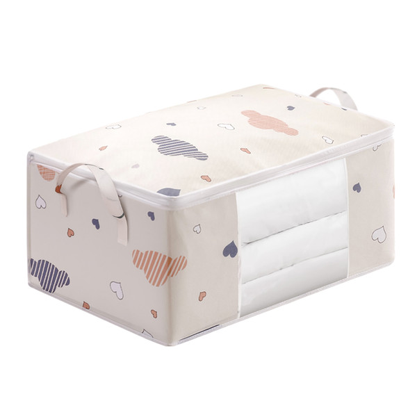 Comforters Storage Bag Nonwoven Fabric Clear Window Reinforced Handle Blanket Clothes Storage Container L 75L