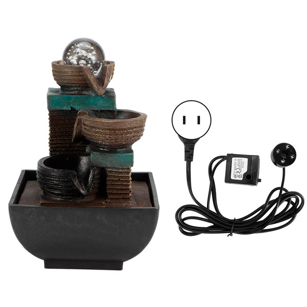 Innovative Resin Indoor Tabletop LED Water Fountain Ornament for Home Office DecorationType 9116 US Plug 110V