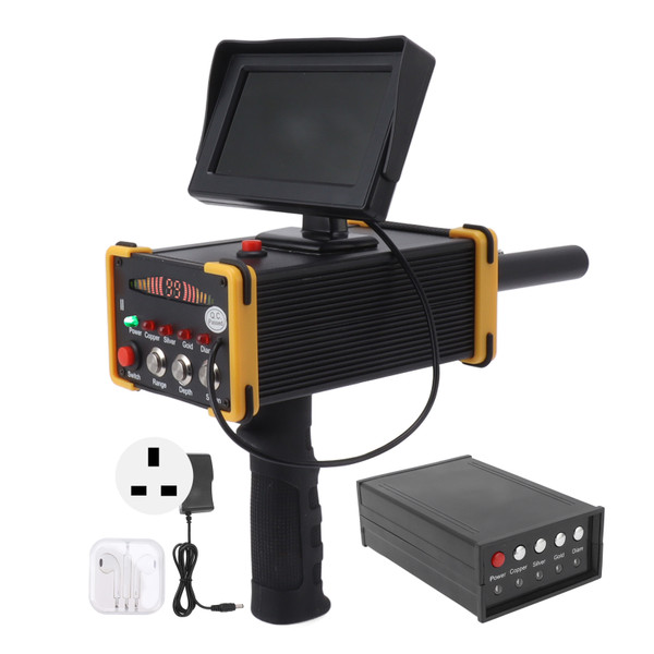 GR6000 Metal Detector Yellow Edge Display 15m Depth 1000m Range Metal Finder Scanner Equipment 100‑240V UK Plug