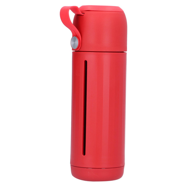 310ml Glass Cup with Lid Portable Dual Purpose Water Mug Bottle for School Home Outdoor(Red )