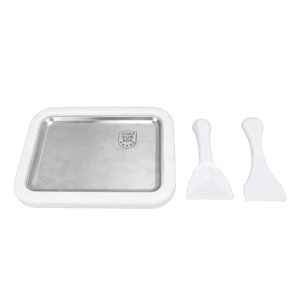 Rolled Ice Cream Maker with Spatulas 304 Stainless Steel Instant Ice Cream Maker Cold Plate for Frozen Yogurt Home Kitchen 17.5x22cm / 6.9x8.7in