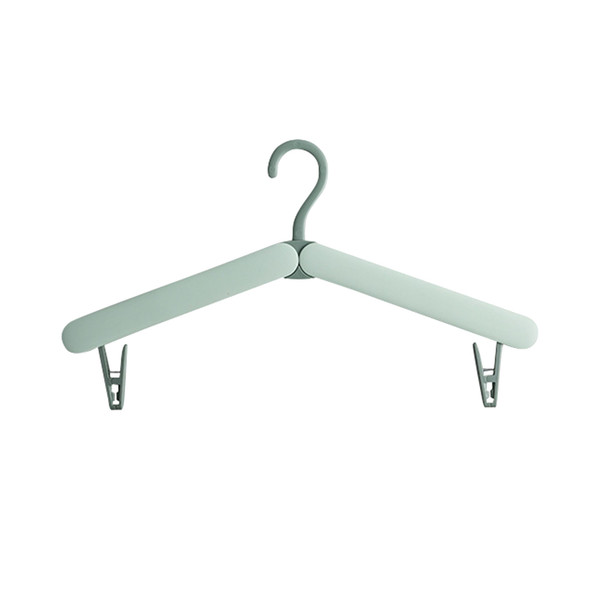 Travel Foldable Hanger with Clips Portable Compact Multifunctional Clothes Hanger Rack for Socks Underwear Green