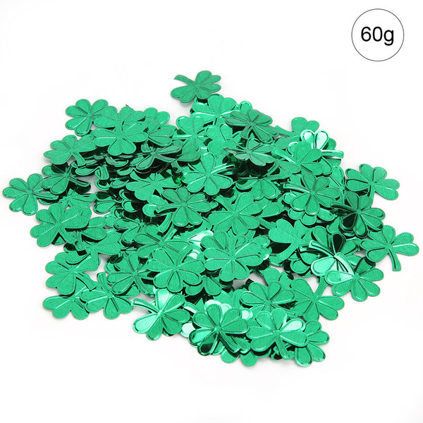 60g Bag Beautiful Unique Party Table Confetti for Saint Patrick's Day Party Balloon Decoration(Green 4 Leaves Grass )